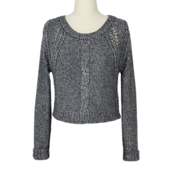 NWT $245 Twelfth Street by Cynthia Vincent Cropped Heather Grey Sweater sz M - Picture 1 of 2